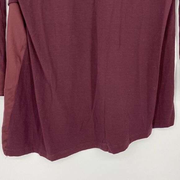 Soft Surroundings Shirt Size Small Womens Burgundy V Neck Satin Trim Tunic Top - Picture 7 of 8